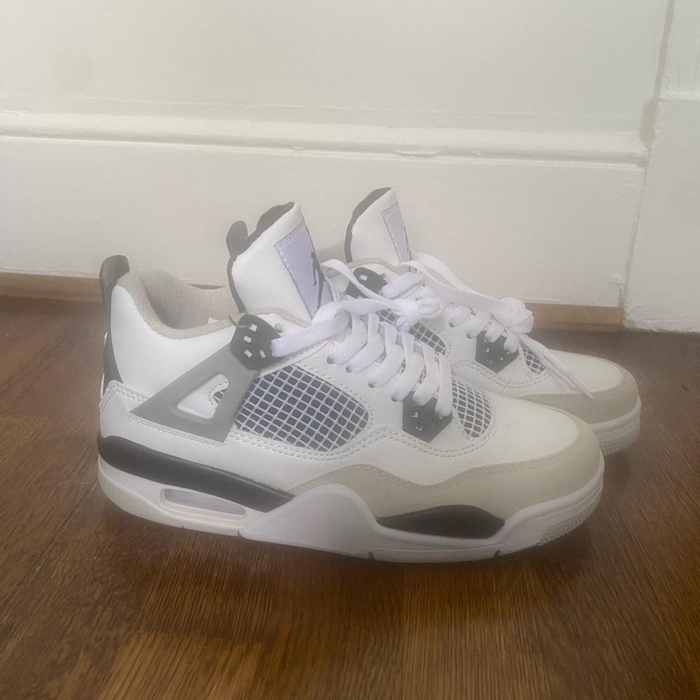 Air Jordan 4 Sneakers White Gray and Black